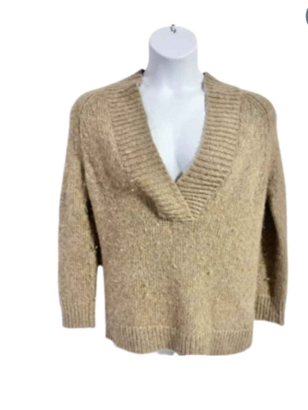 Vince V-Neck Sweater in Beige - S